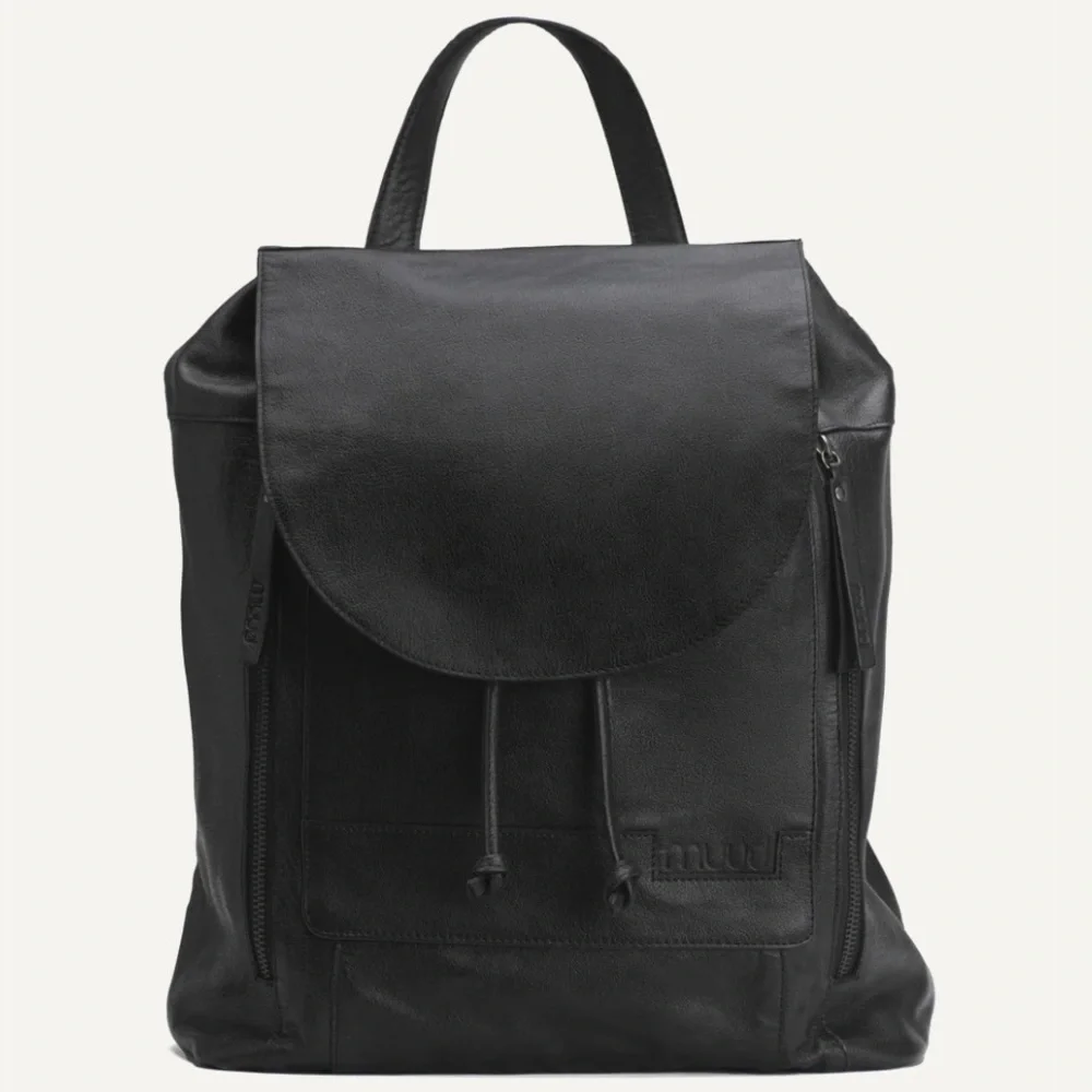 Muud Black Gimo Leather Backpack BNWT - Picture 2 of 13